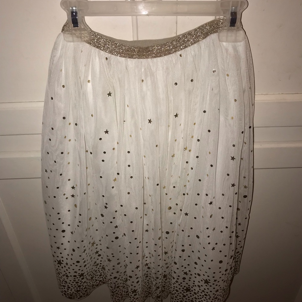 White dress skirt with gold stars